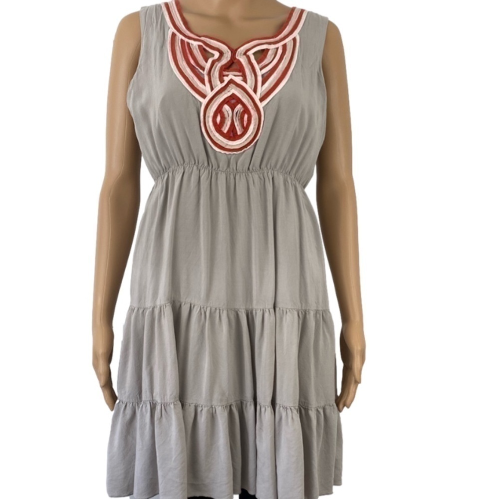 BOO Radley Austraiia lined notch collar graphic smock midi dress size 8